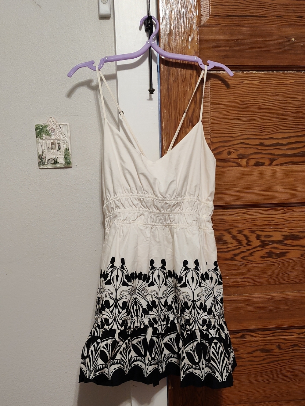 Anthropologie Cream Dress with Black Trim